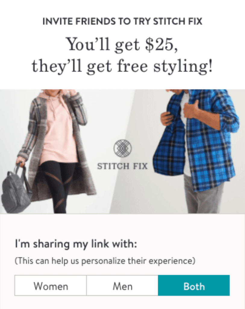 Customer Referral Example StitchFix