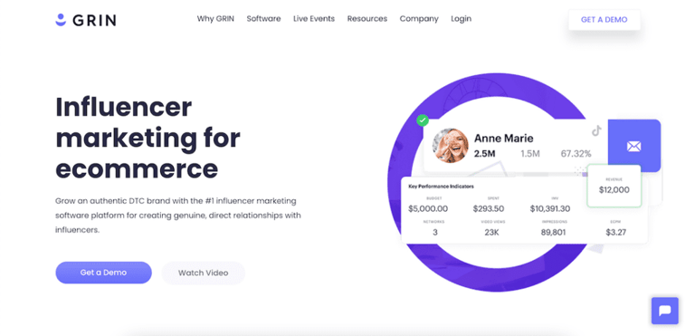 Grin brand ambassador managements software platform