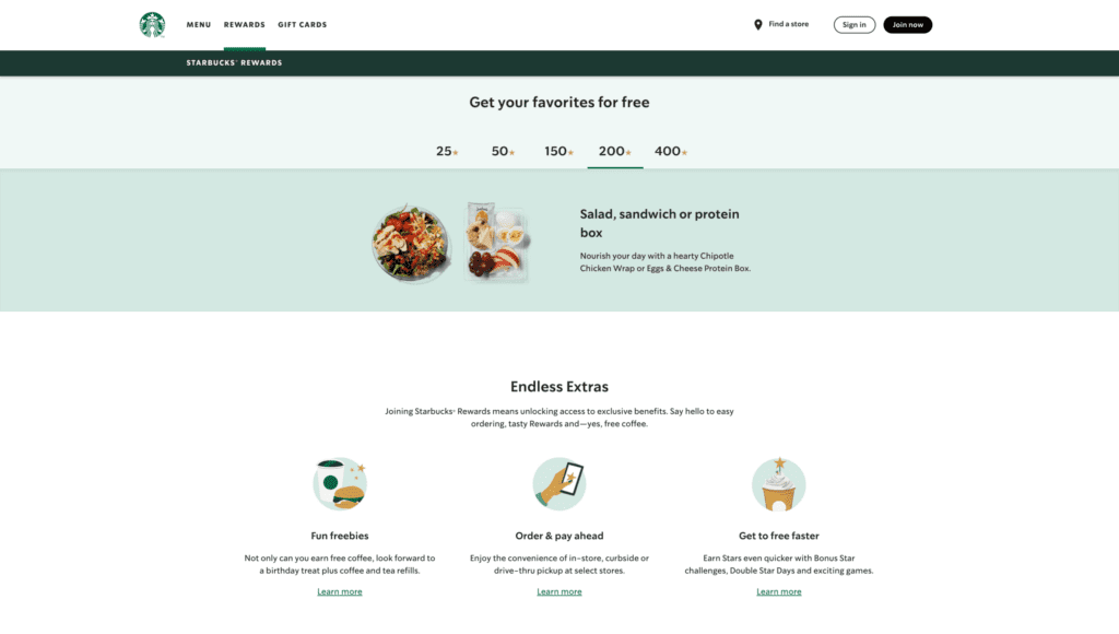 Starbucks rewards program