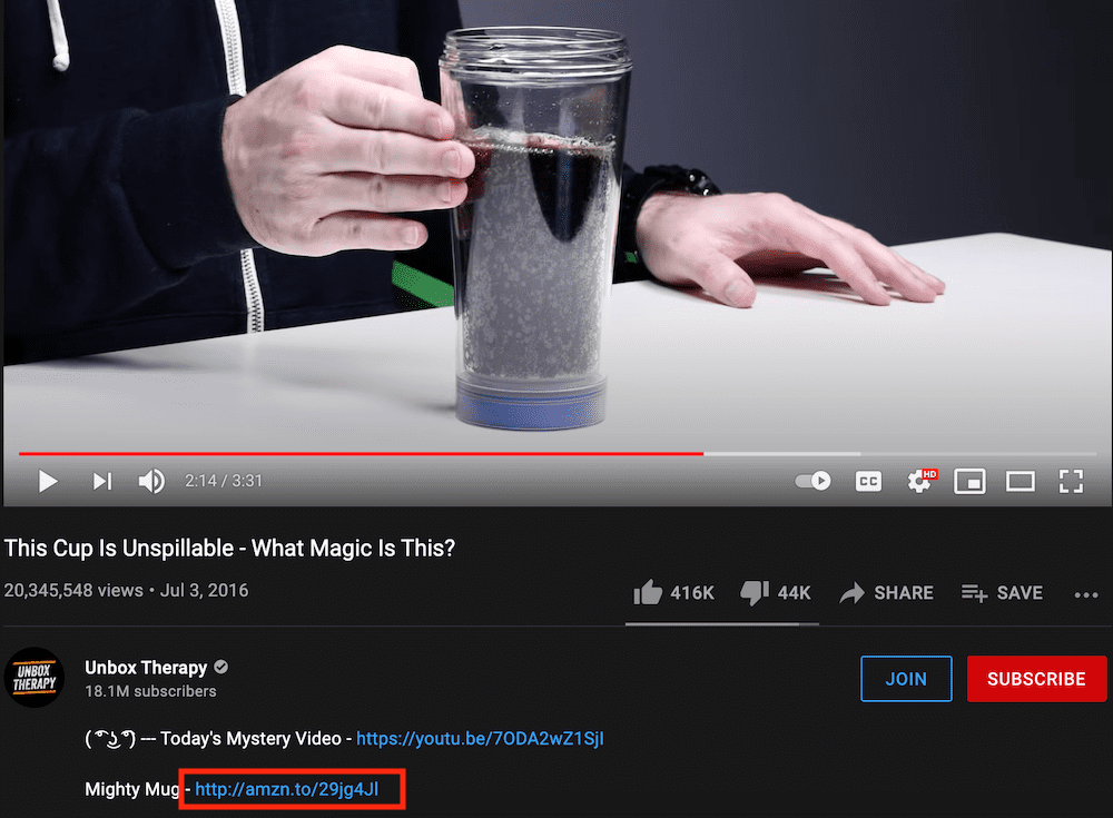 Affiliate marketing example