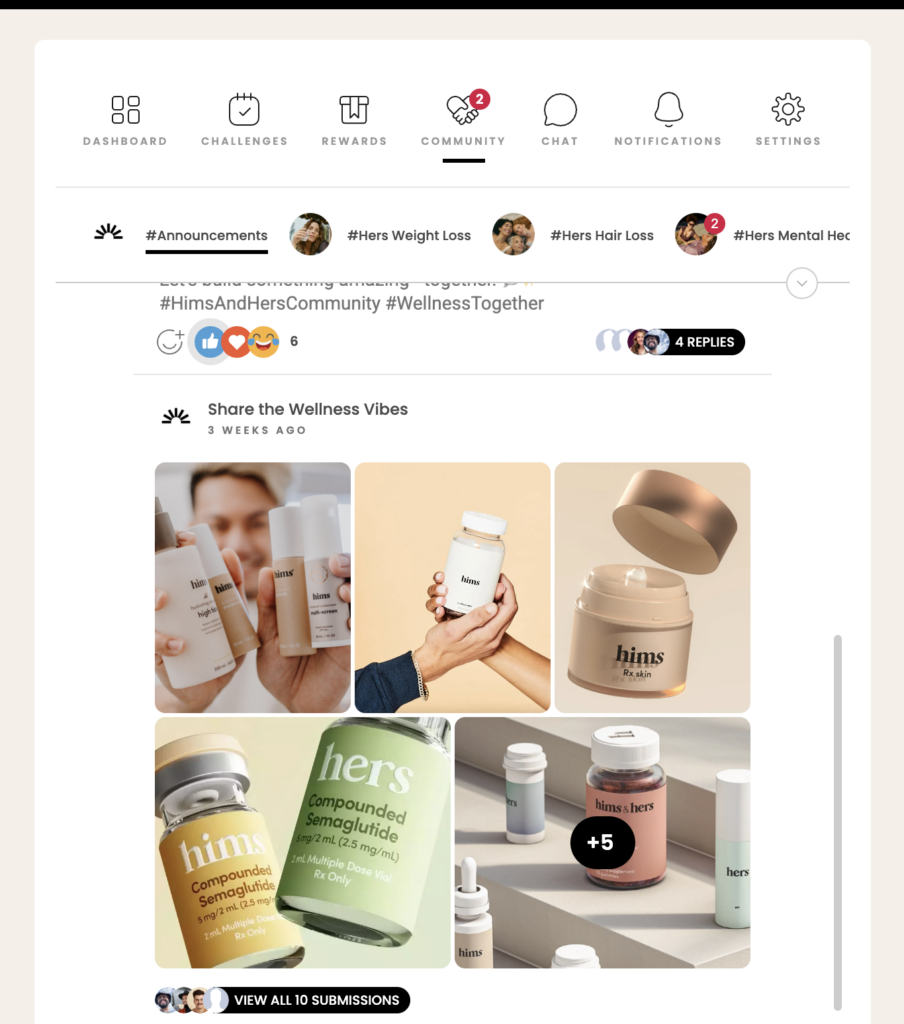 Hims and Hers SocialLadder community platform