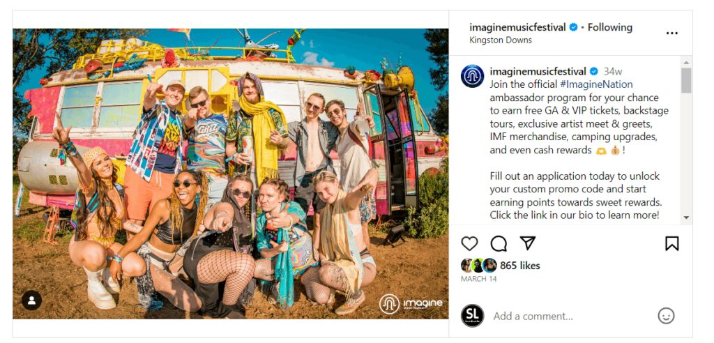 Imagine Music Festival brand working with micro-influencers