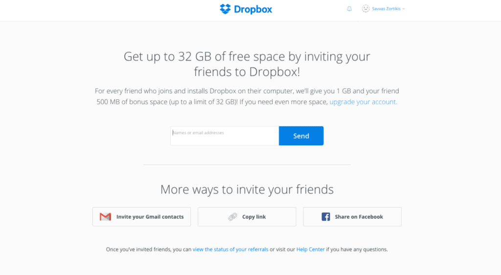 Dropbox referral program